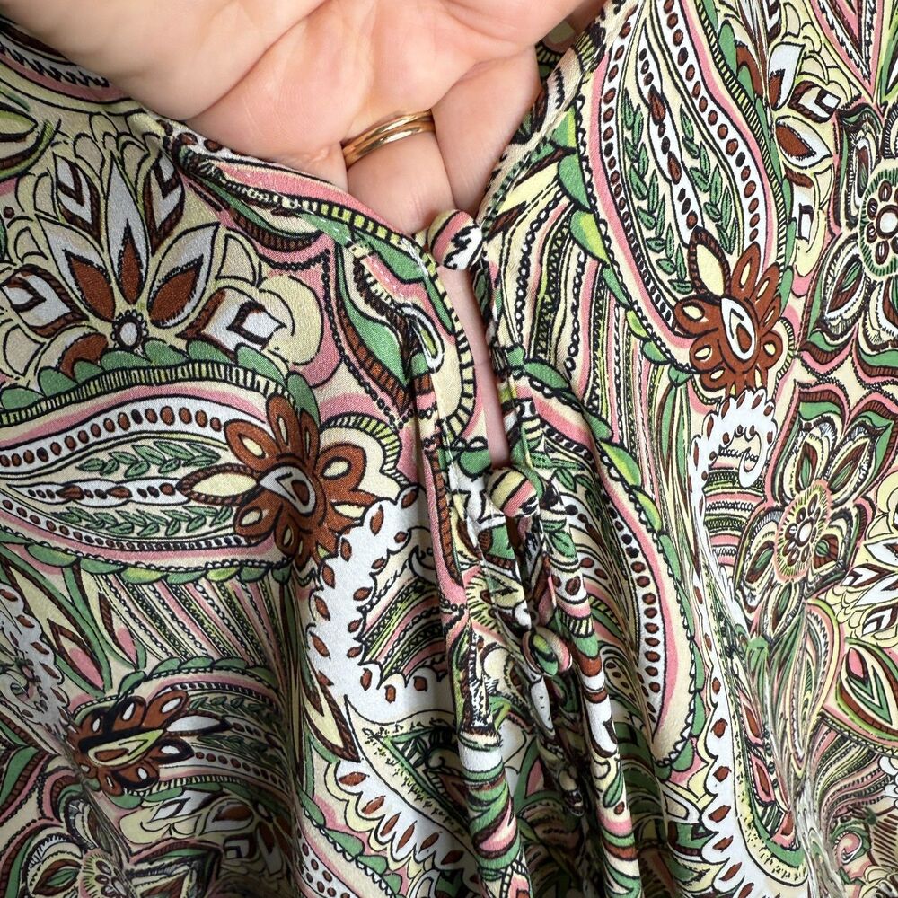 Versona Womens Kaftan Coverup One Size Green Yellow Paisley Multicolor Vacation - Picture 7 of 10